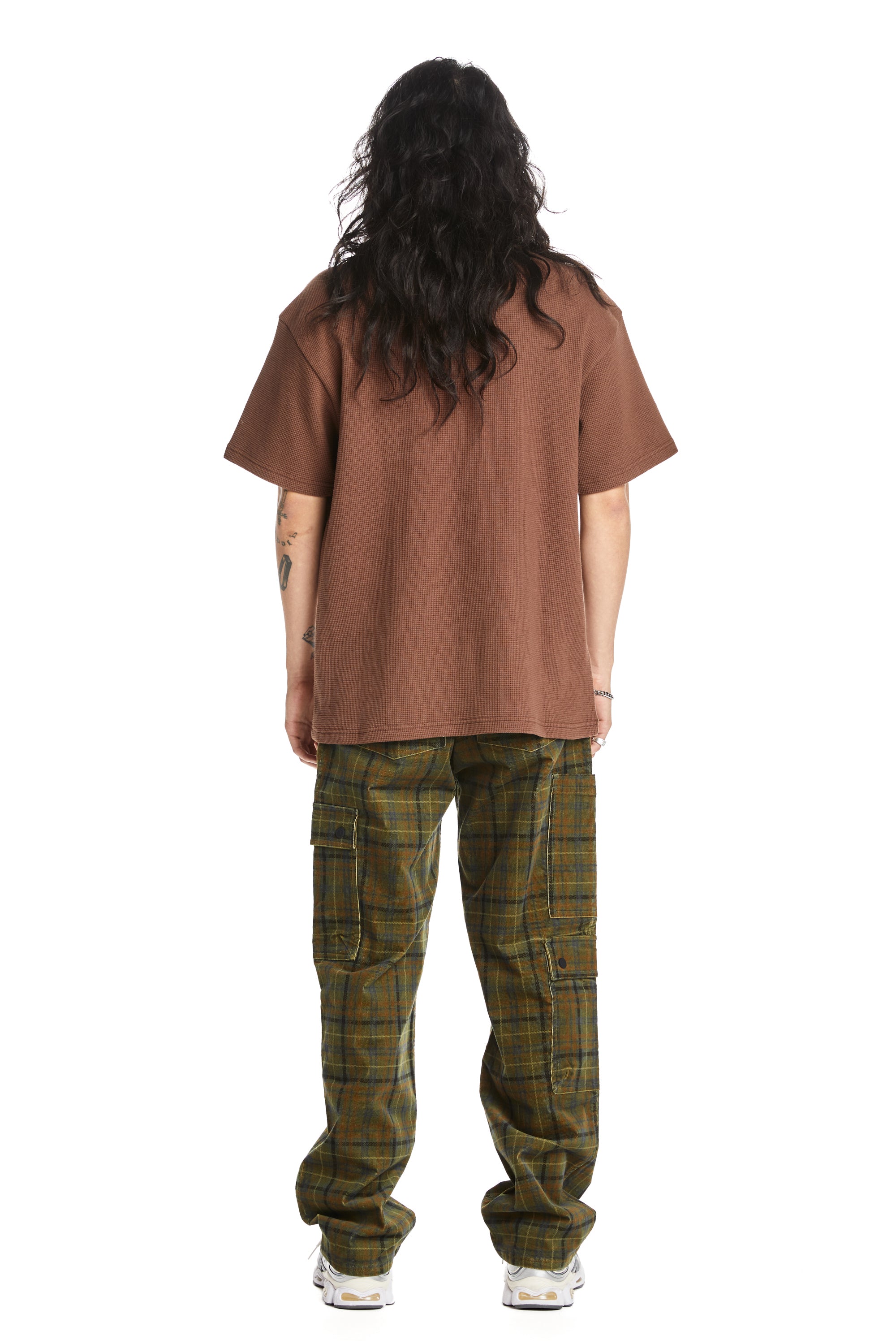 Plaid Corduroy Cargo Pants